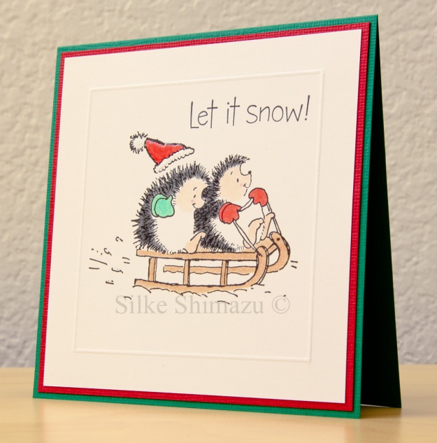 Penny Black Sledding Hedgehogs Christmas Card